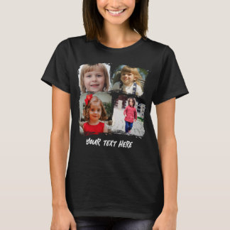Personalised Family Photo Collage Custom Text Gift T-Shirt