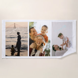 Personalised Family Photo Collage Design Beach  Towel