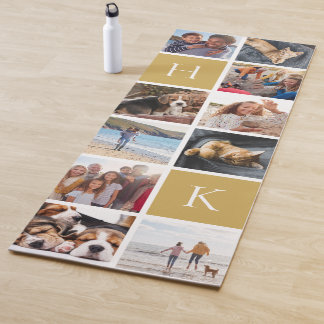 Personalised Family Photo Collage | Gold Monogram Yoga Mat