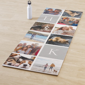 Personalised Family Photo Collage | Grey Monogram Yoga Mat