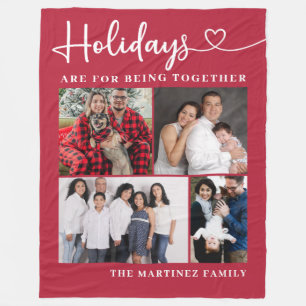 Personalised Family Photo Collage Holiday Fleece Blanket