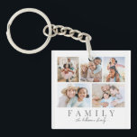 Personalised Family Photo Collage Key Ring<br><div class="desc">Personalised "Family" Double Sided Keychain. This simple and meaningful keychain is a great way to keep your loved ones close. The design features space for photos on both sides, allowing you to showcase five favourite photos across the keychain design, with “Family” displayed in a classic serif font and your family...</div>