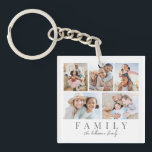 Personalised Family Photo Collage Key Ring<br><div class="desc">Personalised "Family" Double Sided Keychain. This simple and meaningful keychain is a great way to keep your loved ones close. The design features space for photos on both sides, allowing you to showcase five favourite photos across the keychain design, with “Family” displayed in a classic serif font and your family...</div>