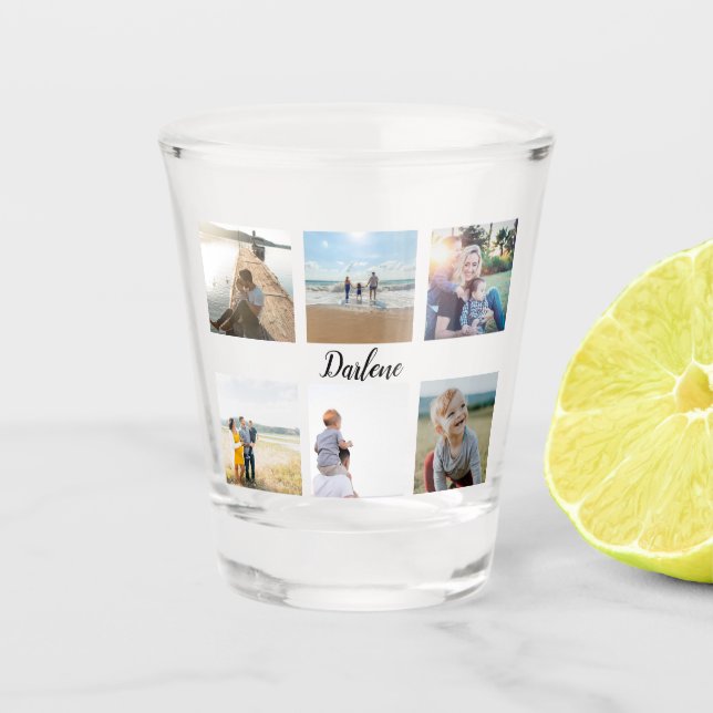 Personalised Family Photo Collage Name Shot Glass (Front)