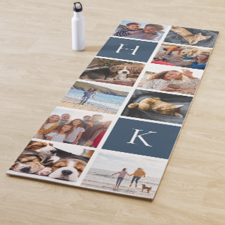 Personalised Family Photo Collage | Navy Monogram Yoga Mat