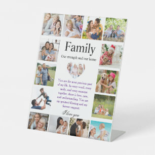Personalised Family Photo Collage Poster with Hear Pedestal Sign