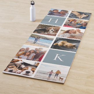 Personalised Family Photo Collage | Slate Monogram Yoga Mat