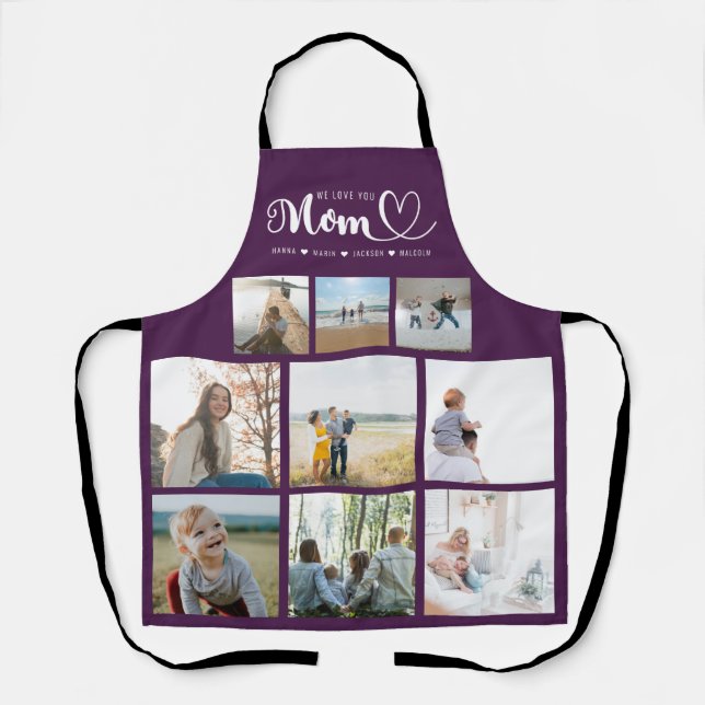 Personalised Family Photo Collage We Love You Mum Apron (Front)