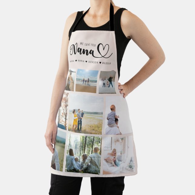 Personalised Family Photo Collage We Love You Nana Apron (Insitu)