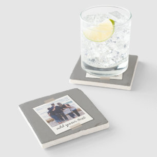 Personalised Family Photo & Custom Text Stone Coaster