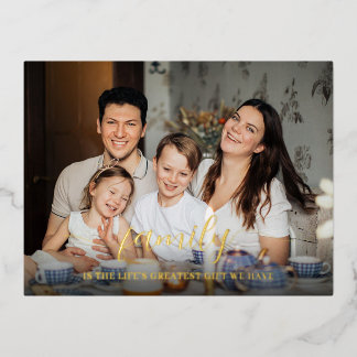 Personalised Family Photo Dedicated Gift Foil Holiday Postcard