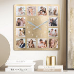Personalised Family Photo Elegant Gold<br><div class="desc">Easily create your own personalised gold metallic style wall clock with your custom family photos. For best results,  crop the images to square - with the focus point in the centre - before uploading.</div>
