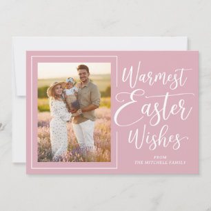 Personalised Family Photo Happy Easter Blush Pink Holiday Card