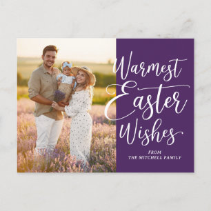 Personalised Family Photo Happy Easter Dark Purple Postcard