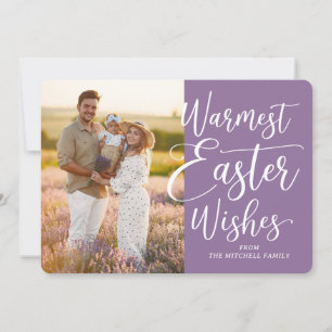 Personalised Family Photo Happy Easter On Violet Holiday Card