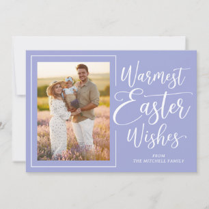 Personalised Family Photo Happy Easter Violet Blue Holiday Card