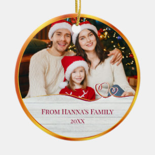 Personalised Family Photo & Merry Christmas Ceramic Tree Decoration