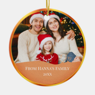 Personalised Family Photo & Merry Christmas Ceramic Tree Decoration