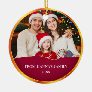 Personalised Family Photo & Merry Christmas Ceramic Tree Decoration