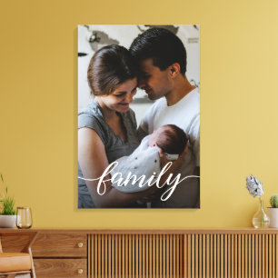 Personalised Family Photo Modern script Canvas Print