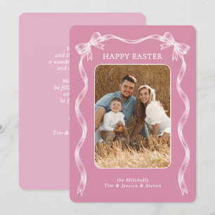 Personalised Family Photo On Mauve Pink Easter Holiday Card