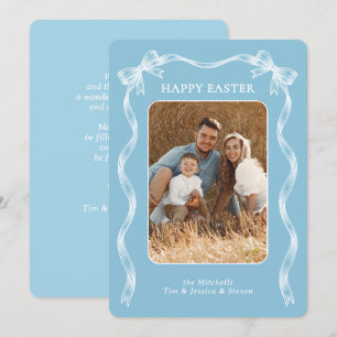 Personalised Family Photo On Robin Egg Blue Easter Holiday Card