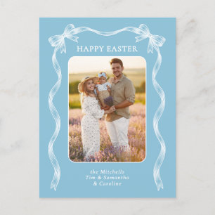 Personalised Family Photo On Robin Egg Blue Easter Postcard