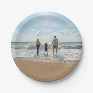 Personalised Family Photo On The Beach Paper Plate