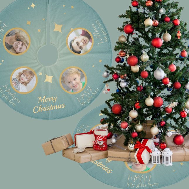 Personalised Family Photo tealChristmas Tree Skirt (Creator Uploaded)