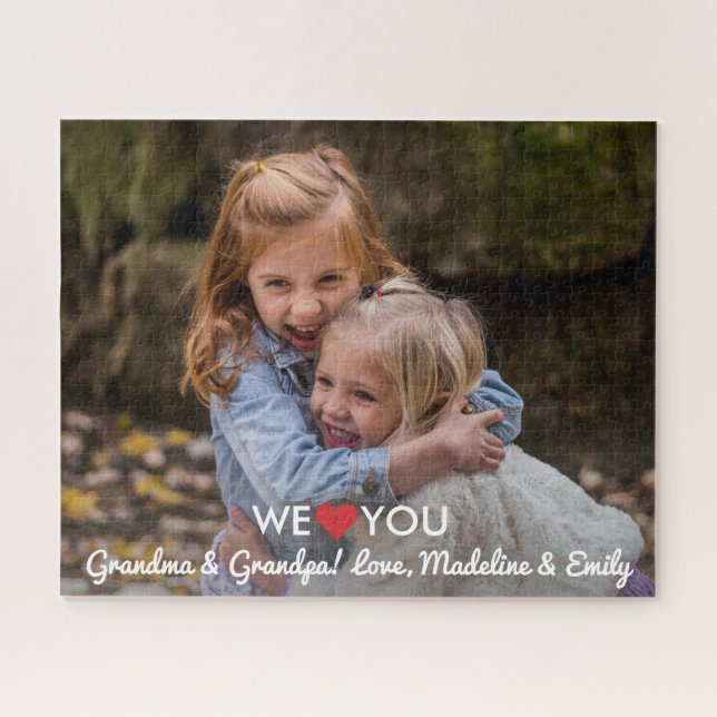Personalised Family Photo We Love You Grandparents Jigsaw Puzzle (Horizontal)