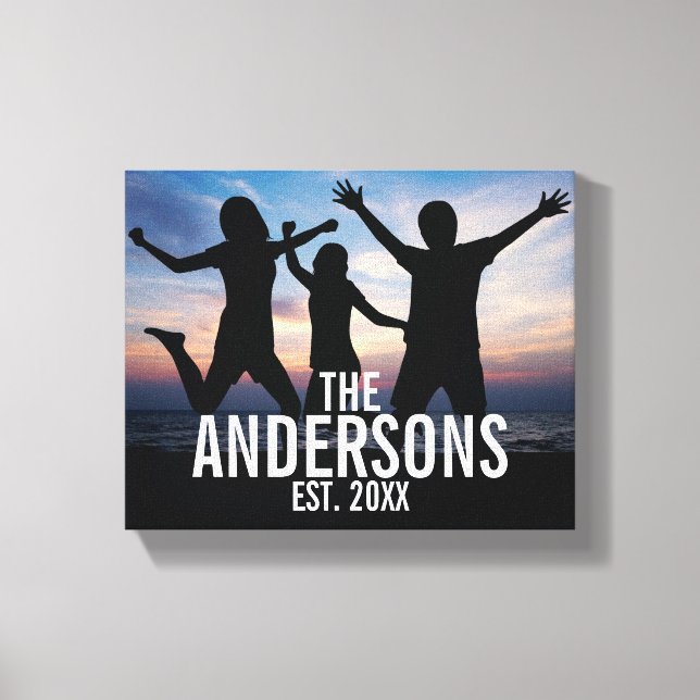 Personalised Family Photo with Family Name Canvas Print (Front)