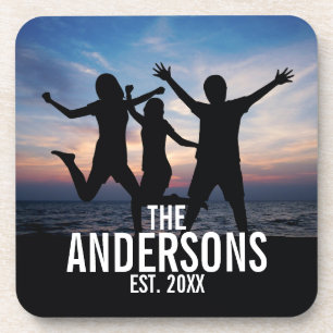 Personalised Family Photo with Family Name Coaster
