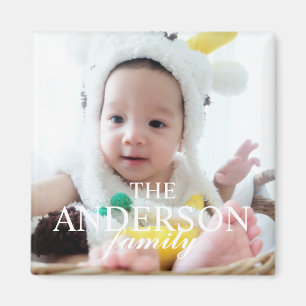 Personalised Family Photo with Family Name Magnet