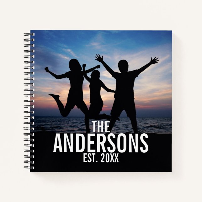 Personalised Family Photo with Family Name Notebook (Front)