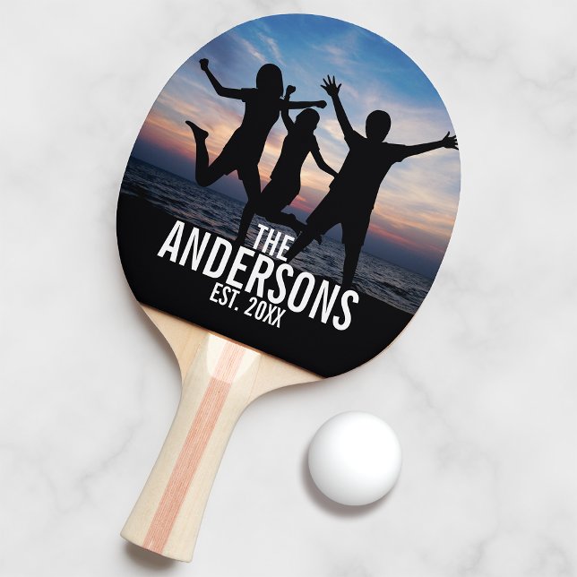 Personalised Family Photo with Family Name Ping Pong Paddle (Creator Uploaded)
