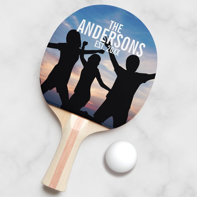 Personalised Family Photo with Family Name Ping Pong Paddle (Creator Uploaded)