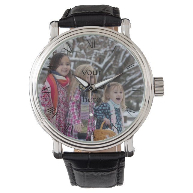 Personalised Family Photo with Roman Numerals Watch (Front)