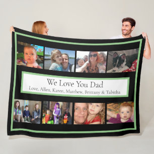 Personalised Family Photos Gifts for Dad Fleece Blanket