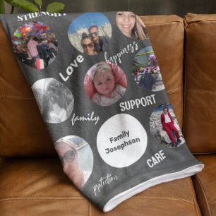 Personalised Family Photos Grey Fleece Blanket