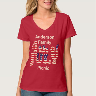 Personalised Family Picnic Patriotic July 4th T-Shirt