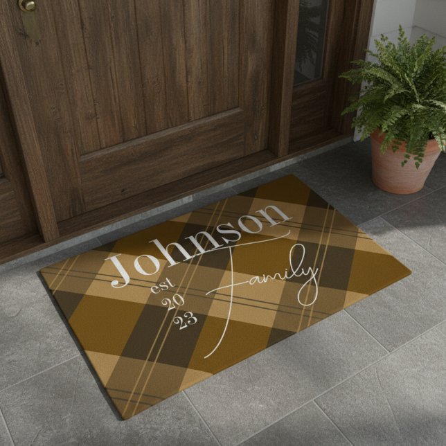 Personalised Family Plaid Doormat (Creator Uploaded)