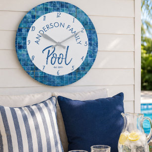 Personalised Family Pool Clock Outdoor Decor