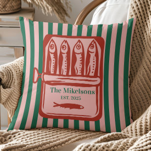 Personalised Family Retro Sardine Tin Stripes Cushion