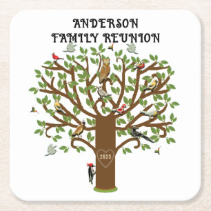 Personalised Family Reunion Collectable Square Paper Coaster