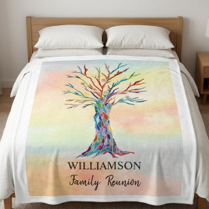 Personalised Family Reunion Colourful Tree  Fleece Blanket