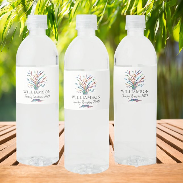 Personalised Family Reunion Family Tree Water Bottle Label (Creator Uploaded)