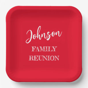Personalised Family Reunion Red Paper Plate