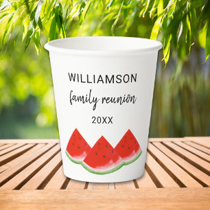Personalised Family Reunion Red Watermelon Paper Cups