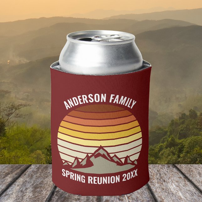 Personalised Family Reunion Sunset Mountain Red Can Cooler (Creator Uploaded)