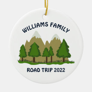 Personalised Family Road Trip Ceramic Tree Decoration